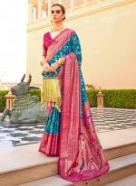 Pv Silk Blue Festival Wear Printed Saree